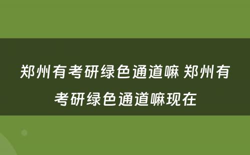 郑州有考研绿色通道嘛 郑州有考研绿色通道嘛现在