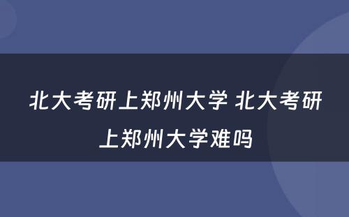 北大考研上郑州大学 北大考研上郑州大学难吗