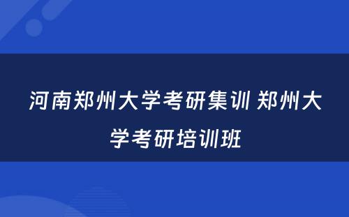 河南郑州大学考研集训 郑州大学考研培训班