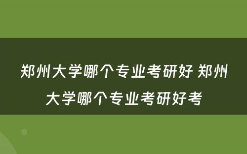 郑州大学哪个专业考研好 郑州大学哪个专业考研好考