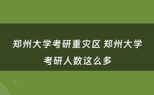 郑州大学考研重灾区 郑州大学考研人数这么多