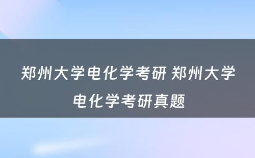 郑州大学电化学考研 郑州大学电化学考研真题