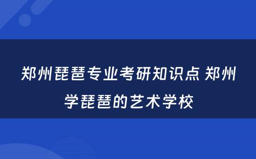 郑州琵琶专业考研知识点 郑州学琵琶的艺术学校