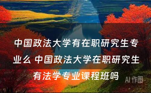 中国政法大学有在职研究生专业么 中国政法大学在职研究生有法学专业课程班吗