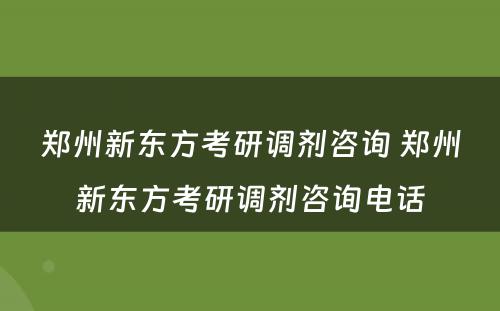 郑州新东方考研调剂咨询 郑州新东方考研调剂咨询电话