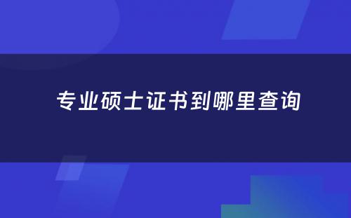  专业硕士证书到哪里查询