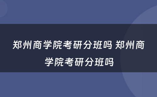 郑州商学院考研分班吗 郑州商学院考研分班吗