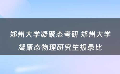 郑州大学凝聚态考研 郑州大学凝聚态物理研究生报录比