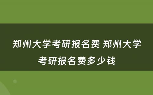 郑州大学考研报名费 郑州大学考研报名费多少钱