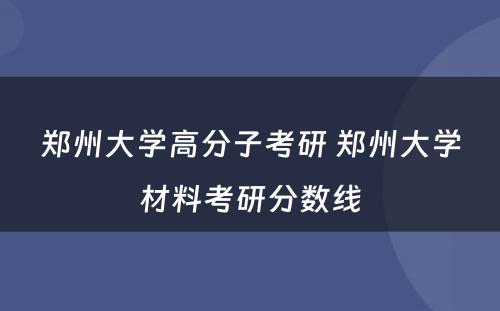 郑州大学高分子考研 郑州大学材料考研分数线