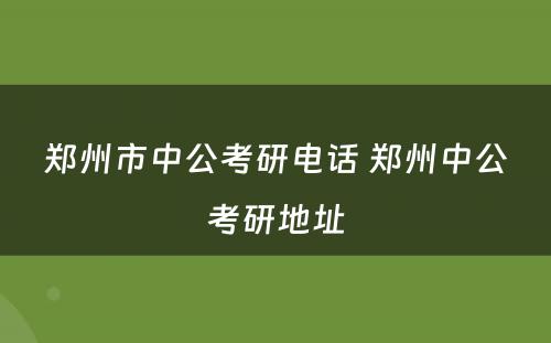 郑州市中公考研电话 郑州中公考研地址