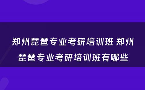 郑州琵琶专业考研培训班 郑州琵琶专业考研培训班有哪些