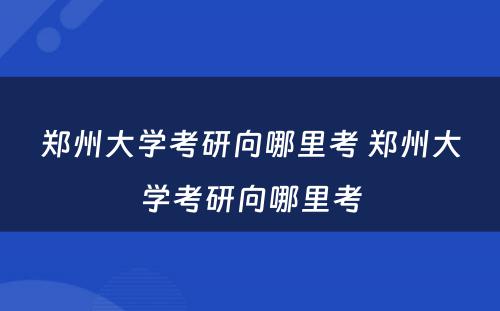 郑州大学考研向哪里考 郑州大学考研向哪里考