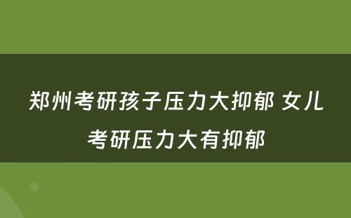 郑州考研孩子压力大抑郁 女儿考研压力大有抑郁