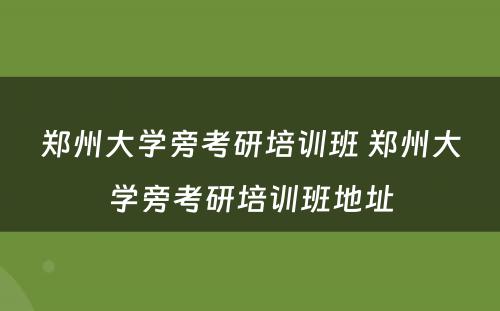 郑州大学旁考研培训班 郑州大学旁考研培训班地址