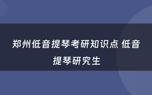 郑州低音提琴考研知识点 低音提琴研究生