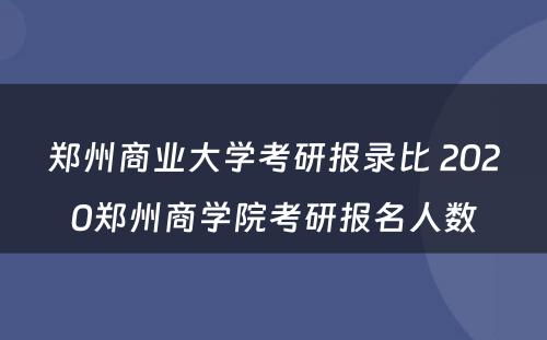 郑州商业大学考研报录比 2020郑州商学院考研报名人数