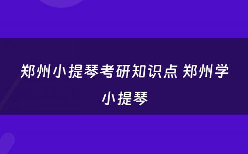 郑州小提琴考研知识点 郑州学小提琴