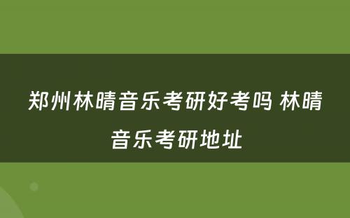 郑州林晴音乐考研好考吗 林晴音乐考研地址