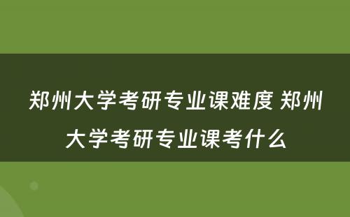 郑州大学考研专业课难度 郑州大学考研专业课考什么