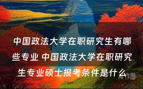 中国政法大学在职研究生有哪些专业 中国政法大学在职研究生专业硕士报考条件是什么