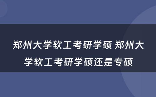 郑州大学软工考研学硕 郑州大学软工考研学硕还是专硕