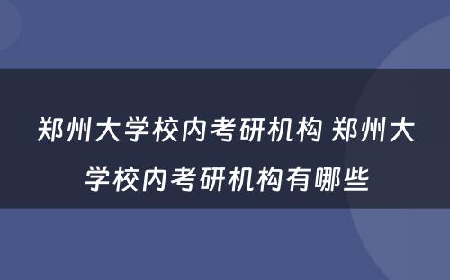 郑州大学校内考研机构 郑州大学校内考研机构有哪些