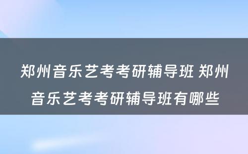 郑州音乐艺考考研辅导班 郑州音乐艺考考研辅导班有哪些