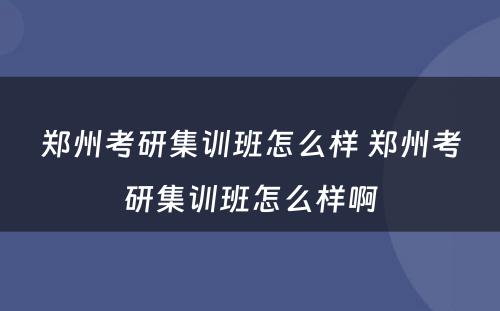 郑州考研集训班怎么样 郑州考研集训班怎么样啊