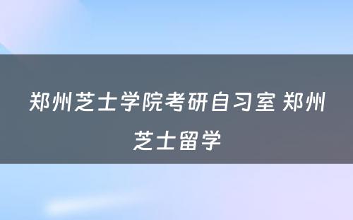 郑州芝士学院考研自习室 郑州芝士留学