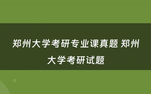 郑州大学考研专业课真题 郑州大学考研试题