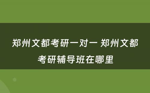 郑州文都考研一对一 郑州文都考研辅导班在哪里