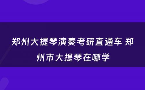 郑州大提琴演奏考研直通车 郑州市大提琴在哪学