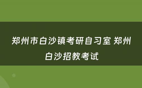 郑州市白沙镇考研自习室 郑州白沙招教考试