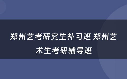 郑州艺考研究生补习班 郑州艺术生考研辅导班