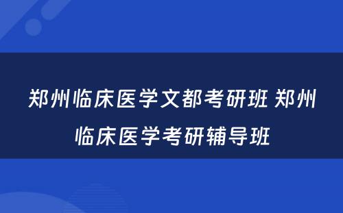 郑州临床医学文都考研班 郑州临床医学考研辅导班