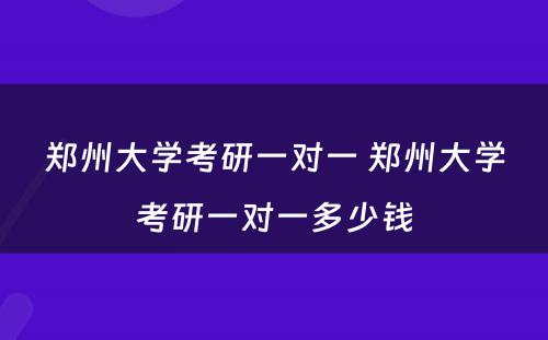 郑州大学考研一对一 郑州大学考研一对一多少钱