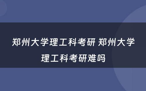 郑州大学理工科考研 郑州大学理工科考研难吗