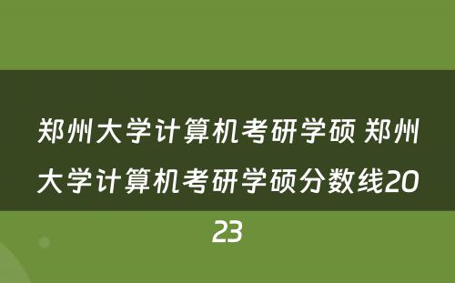 郑州大学计算机考研学硕 郑州大学计算机考研学硕分数线2023