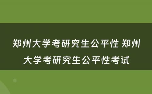 郑州大学考研究生公平性 郑州大学考研究生公平性考试