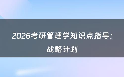 2026考研管理学知识点指导：战略计划