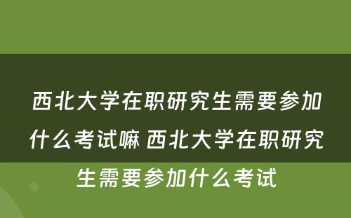 西北大学在职研究生需要参加什么考试嘛 西北大学在职研究生需要参加什么考试