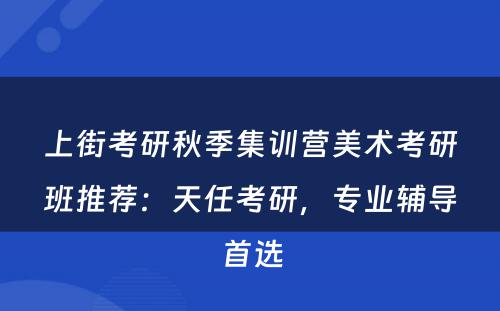上街考研秋季集训营美术考研班推荐：天任考研，专业辅导首选