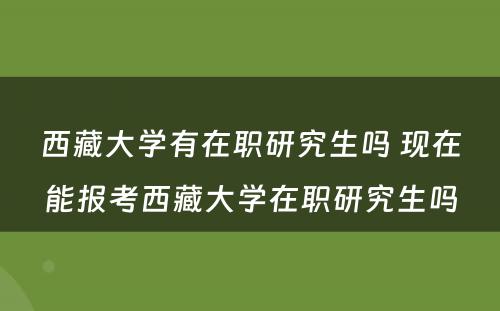 西藏大学有在职研究生吗 现在能报考西藏大学在职研究生吗