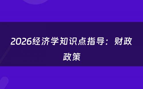 2026经济学知识点指导：财政政策
