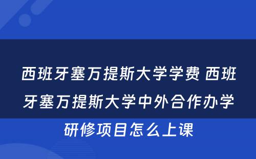 西班牙塞万提斯大学学费 西班牙塞万提斯大学中外合作办学研修项目怎么上课