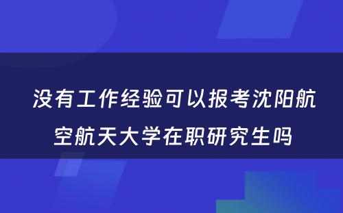  没有工作经验可以报考沈阳航空航天大学在职研究生吗