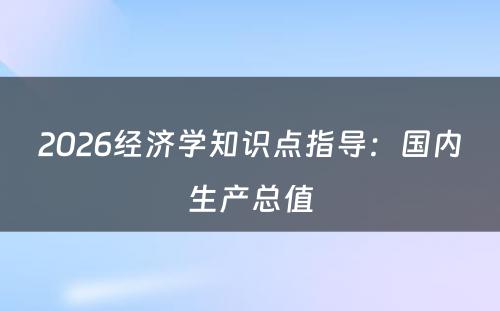 2026经济学知识点指导：国内生产总值