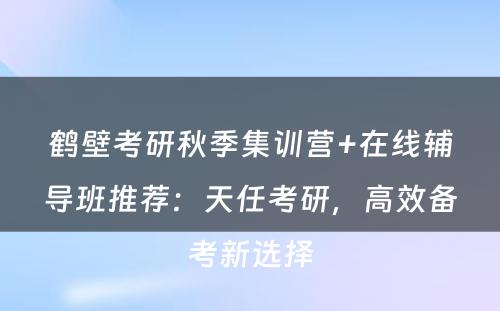 鹤壁考研秋季集训营+在线辅导班推荐：天任考研，高效备考新选择