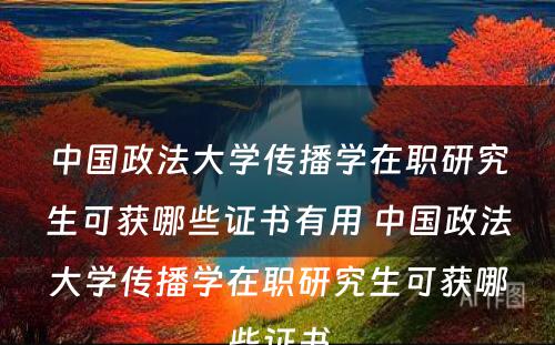 中国政法大学传播学在职研究生可获哪些证书有用 中国政法大学传播学在职研究生可获哪些证书